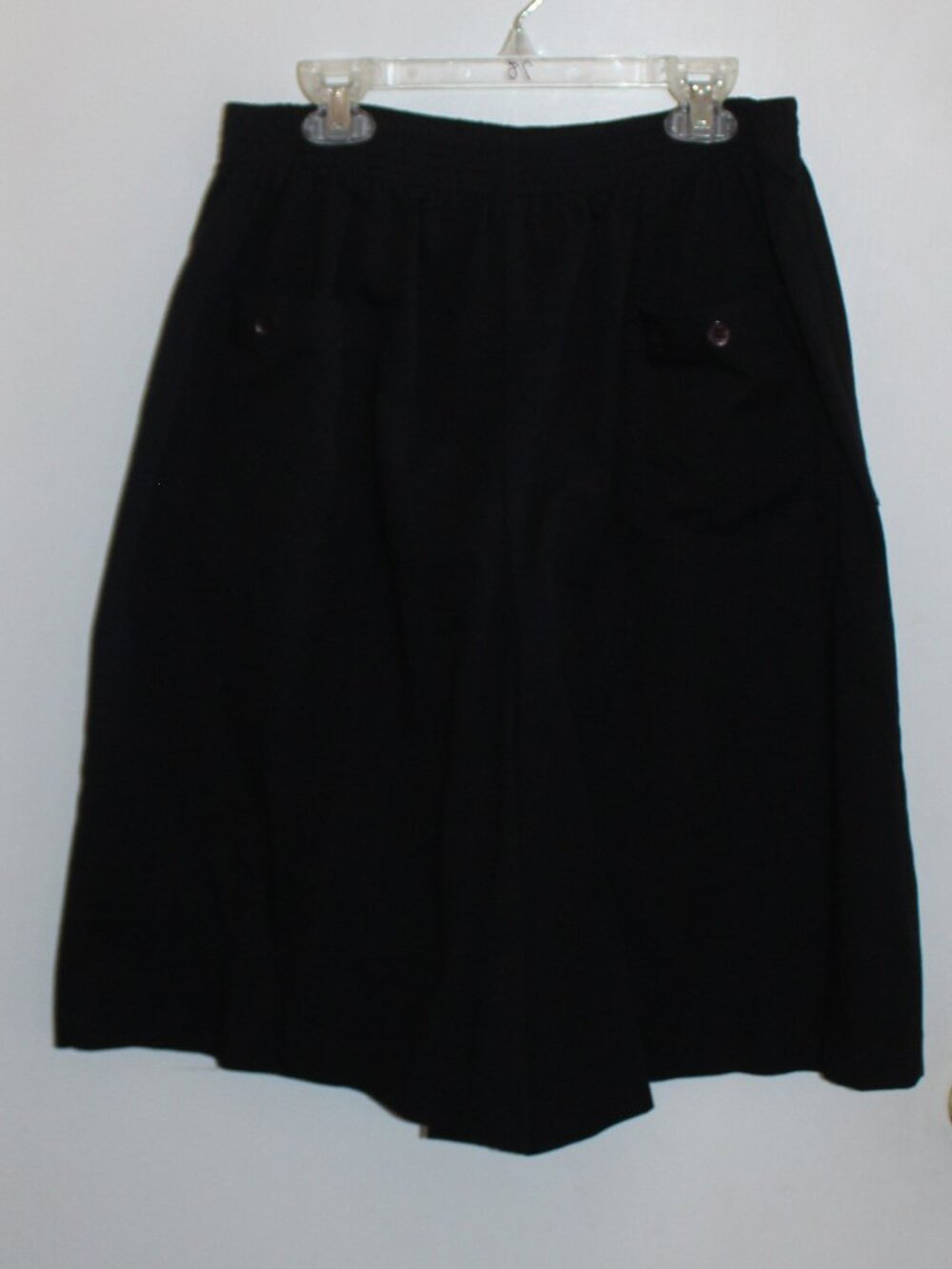 Vintaged black, high-waisted Elastic waist shorts with a wide-leg